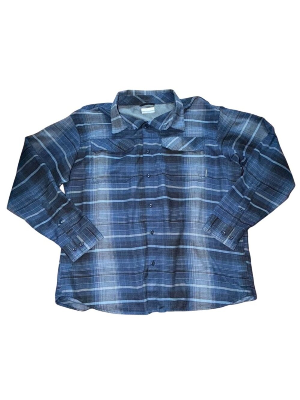 Columbia Men's Plaid Omni-Wick Kestrel Trail Long Sleeve Flannel Shirt-Blue-XL